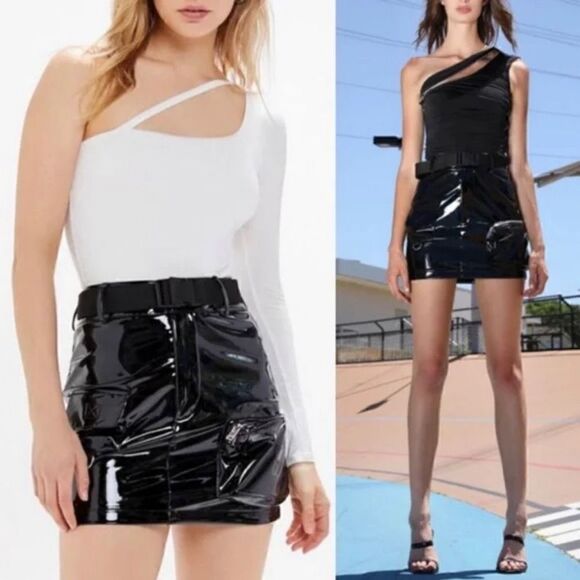 I.AM.GIA‎ Edam Skirt Vegan Leather Belted Zipped Storage Pocket Edgy Small Black - Picture 6 of 12